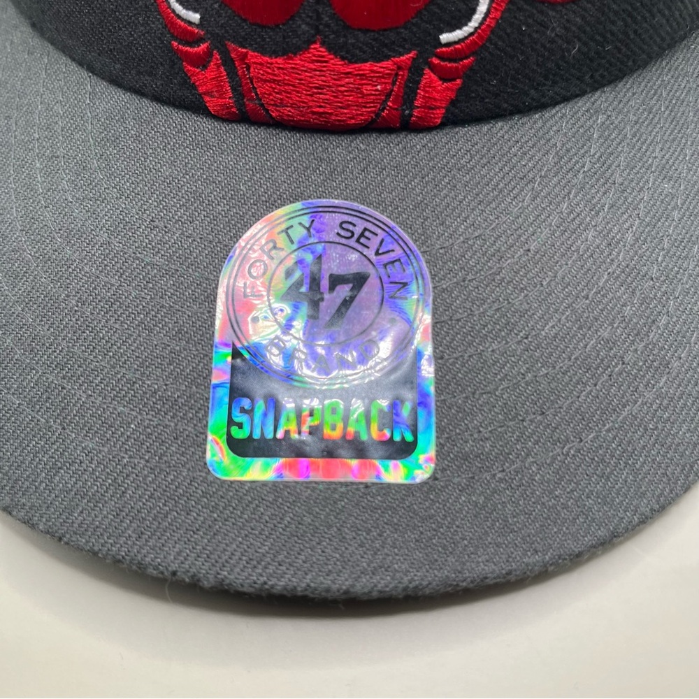 Chicago Bulls ‘47 Brand Snapback Hat Black‎ Red Grey NBA Adjustable Cap NWOT - Picture 11 of 11